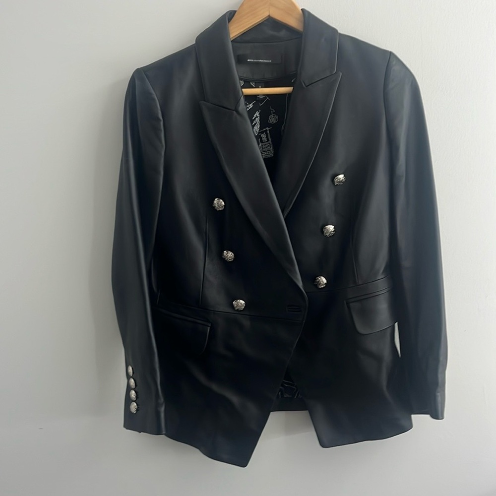 WHBM Black 100% Leather Jacket ECU - size 2
